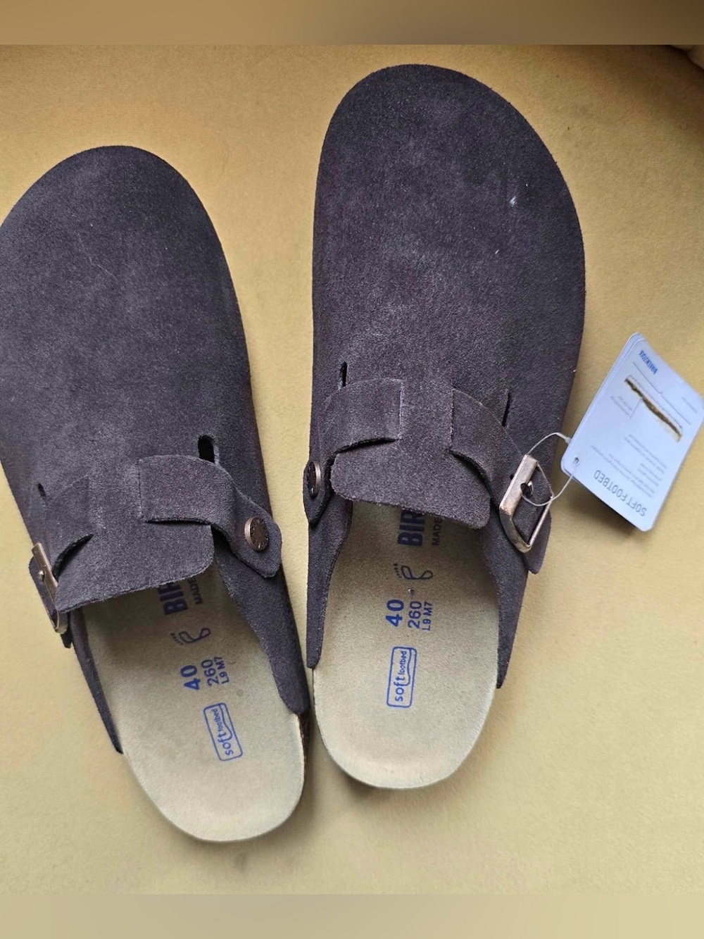 Birkenstock Brown Suede Slip-On Clogs with Buckle